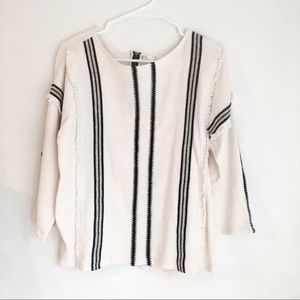 Loft light sweatshirt embroidered w fringe detail